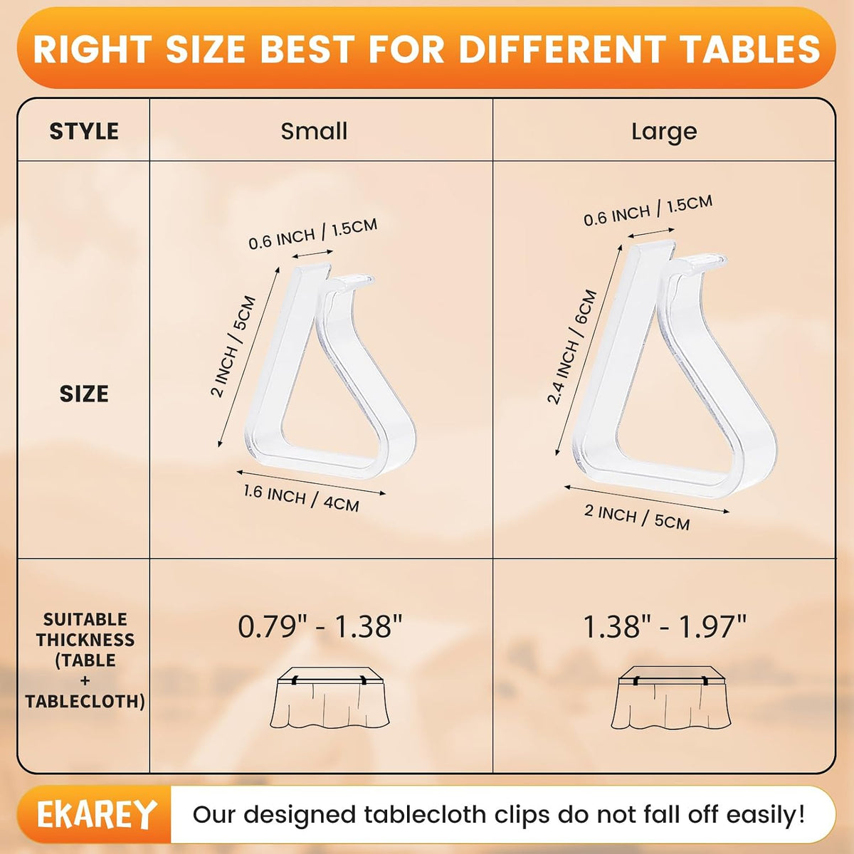 Elvara 24 Pcs Clear Tablecloth Clips, Holders for Securing Outdoor and Indoor Table Cloth
