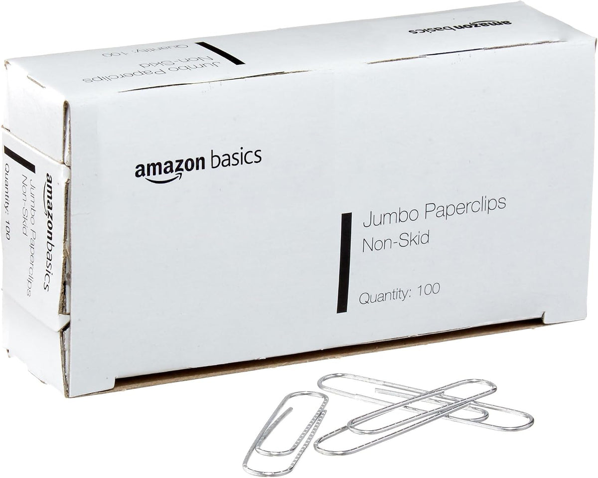 Amazora Basics Jumbo Size Office Paper Clips, Non Skid, Silver, 1000 Count Pack Set