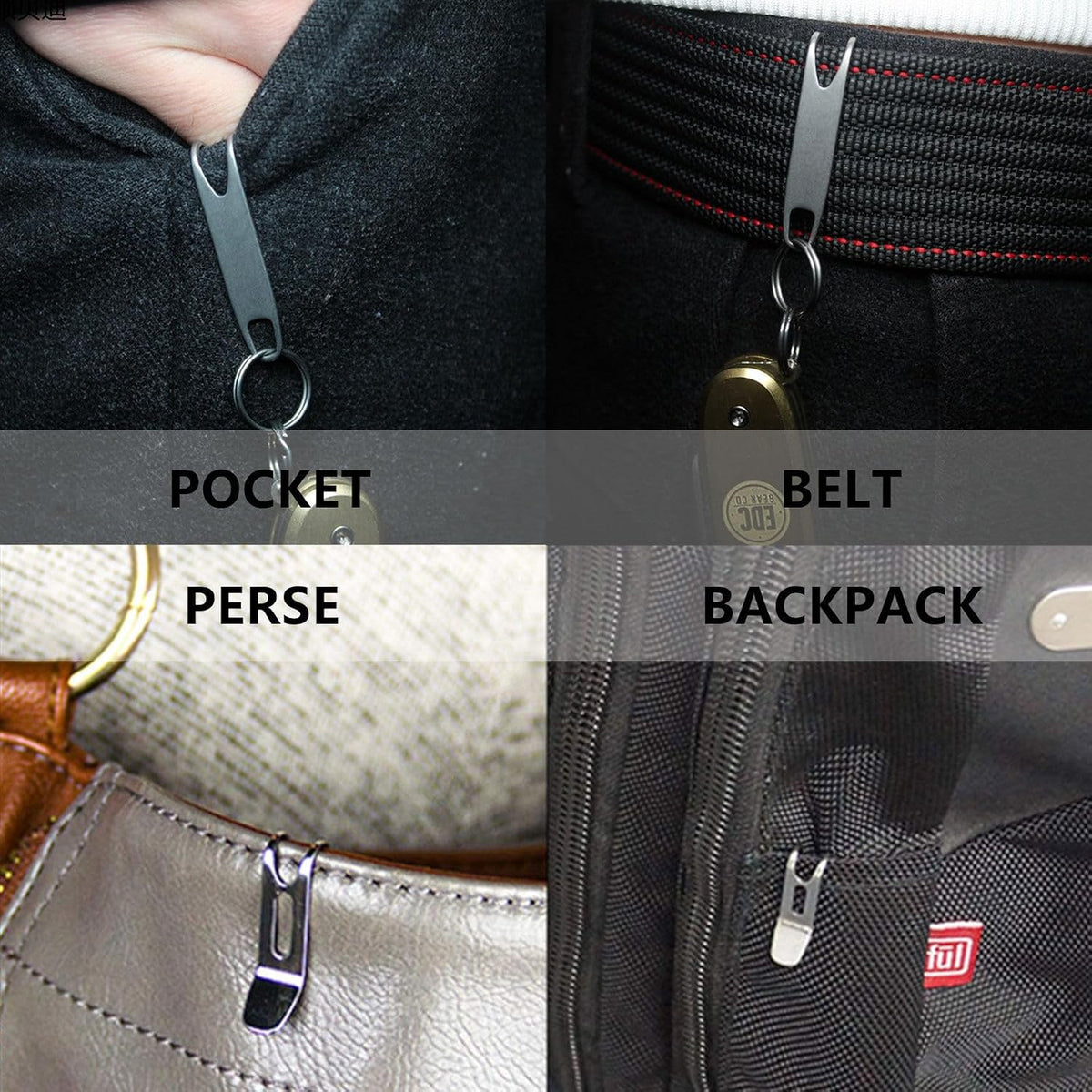 Minova Mini Titanium Alloy Clasp with Key Ring, Pocket Suspension Clip for Everyday Carry