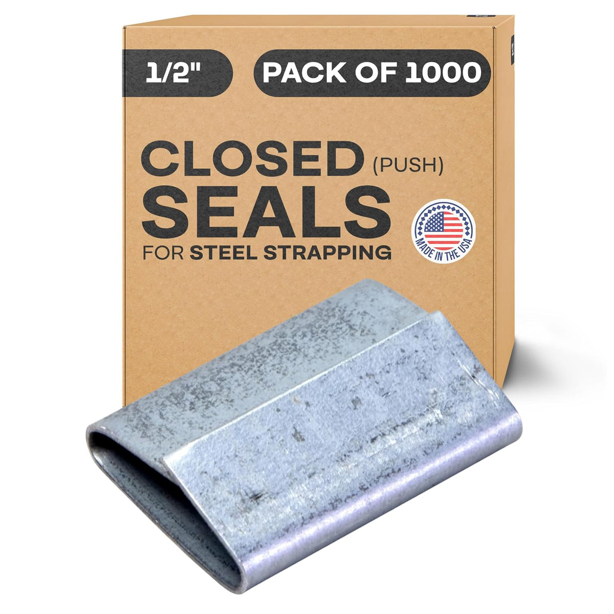 Ivoro Packaging Open Snap-On Seals for 3/4 Inch Strap Width Steel Strapping, 1000 Pack
