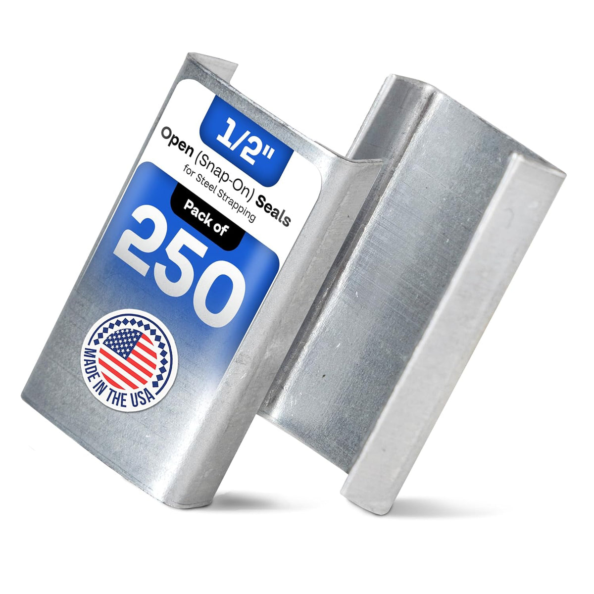 Ivoro Packaging Open Snap-On Seals for 3/4 Inch Strap Width Steel Strapping, 1000 Pack
