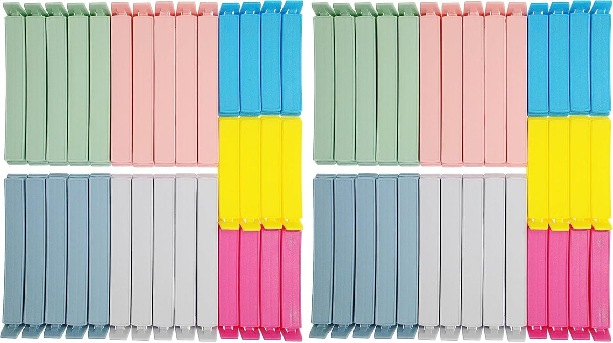 Yavora 32 PCS Plastic Chip Clips for Food Packages, Curved Design Sealing Bag Clips