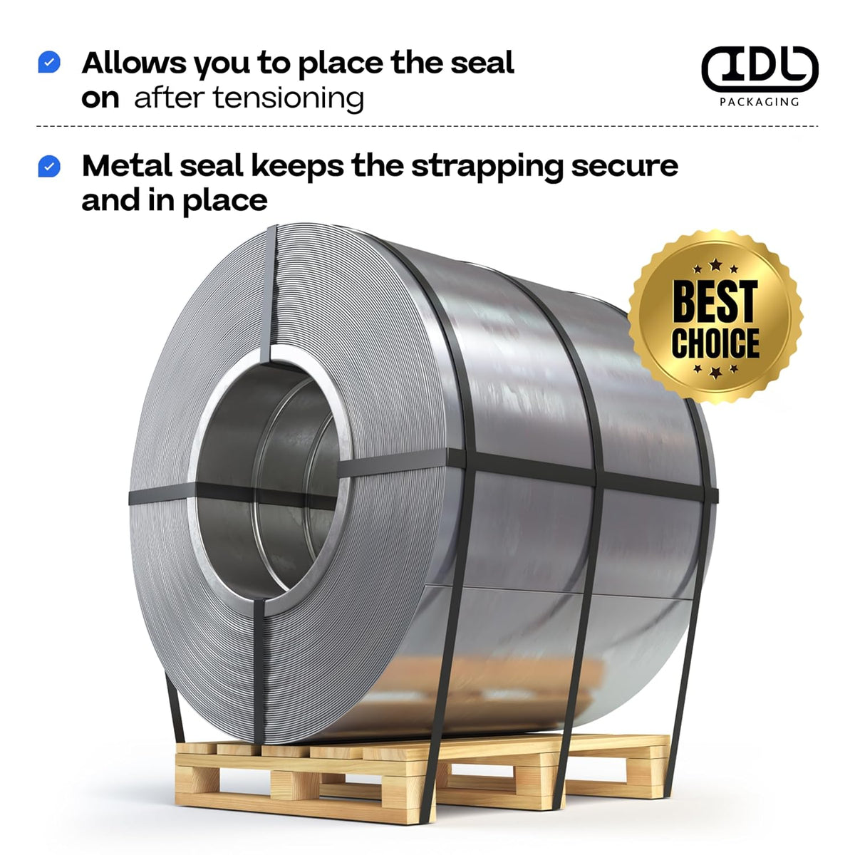 Ivoro Packaging Open Snap-On Seals for 3/4 Inch Strap Width Steel Strapping, 1000 Pack