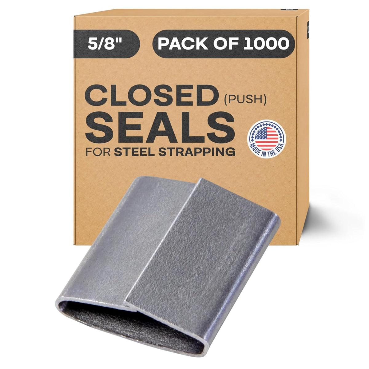 Ivoro Packaging Open Snap-On Seals for 3/4 Inch Strap Width Steel Strapping, 1000 Pack