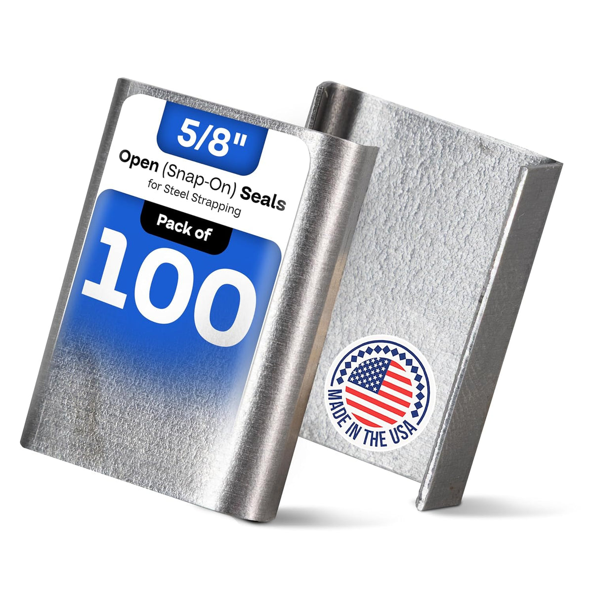 Ivoro Packaging Open Snap-On Seals for 3/4 Inch Strap Width Steel Strapping, 1000 Pack