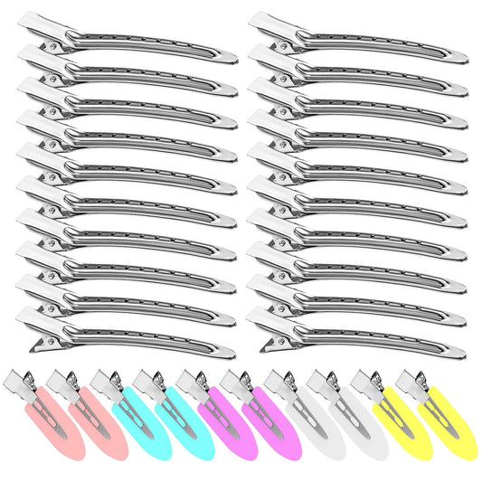 Metvora 30PCS Metal Alligator Hair Clips, Duck Billed Salon Styling Clips with Holes
