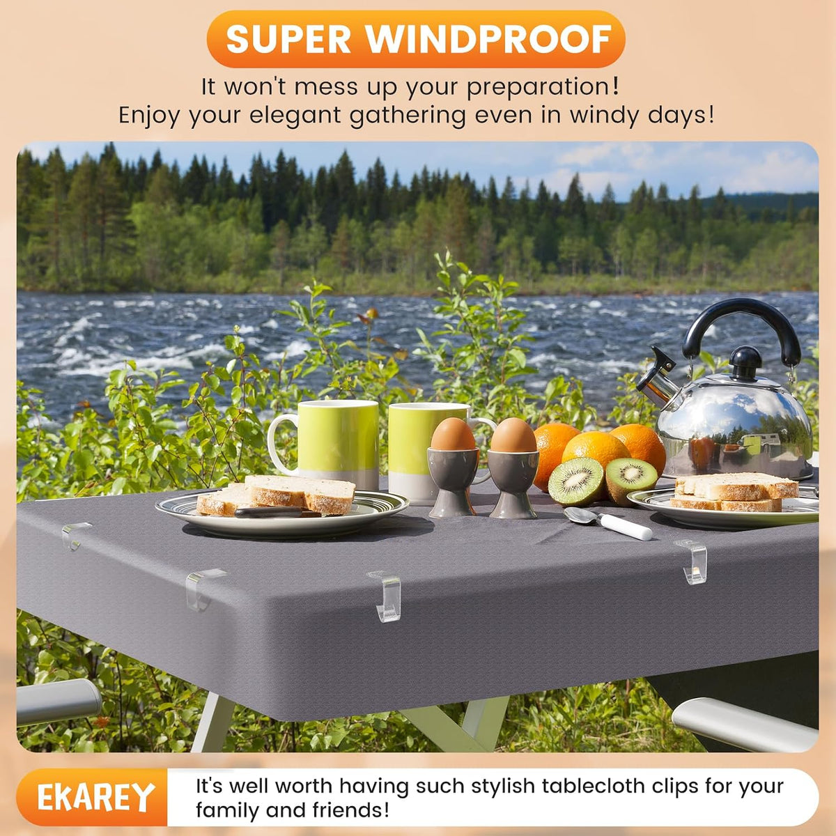 Elvara 24 Pcs Clear Tablecloth Clips, Holders for Securing Outdoor and Indoor Table Cloth