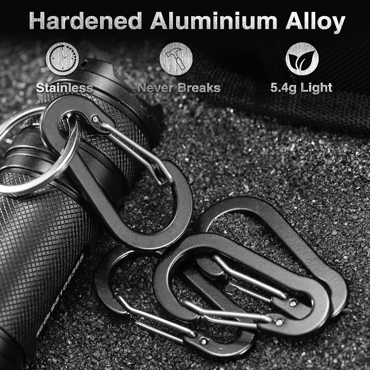 Aluvia 10 Pack Aluminum D Shape Locking Mini Carabiners with Key Rings for Outdoor Use