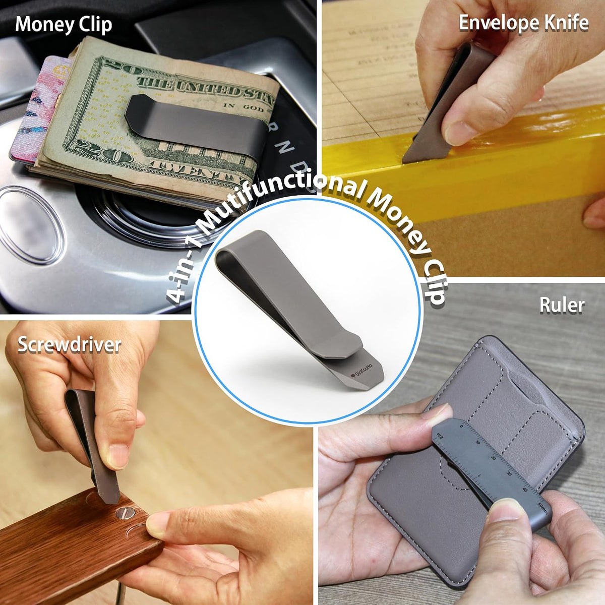 Tivora Titanium Money Clip, 4 in 1 Multifunction Credit Card Cash Clip, Wallet Holder