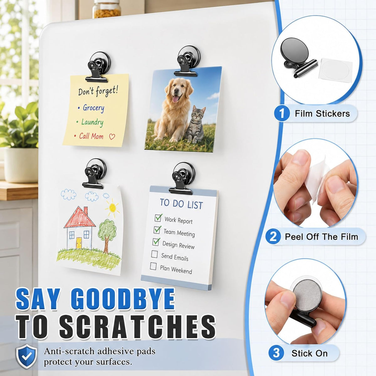 Ortiva 20 Pack Heavy Duty Magnetic Clips for Refrigerator and Whiteboard, Strong Magnets