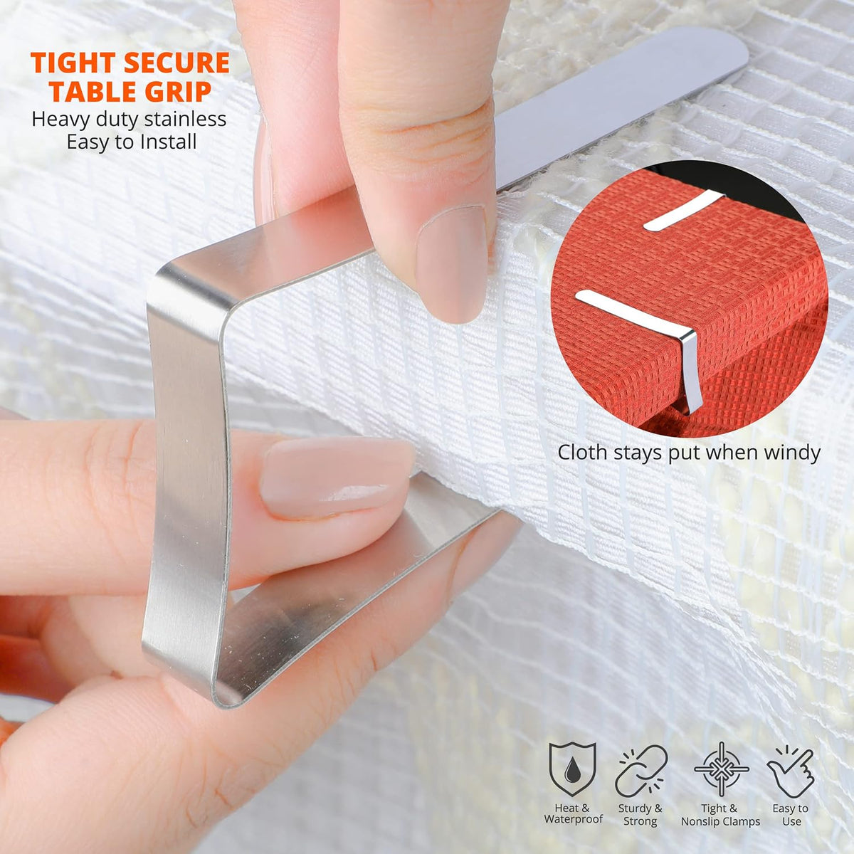 Tablepro Tablecloth Clips, 12 Pack Stainless Steel Clips for Secure Outdoor Tables