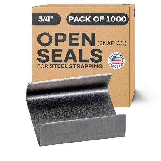 Ivoro Packaging Open Snap-On Seals for 3/4 Inch Strap Width Steel Strapping, 1000 Pack