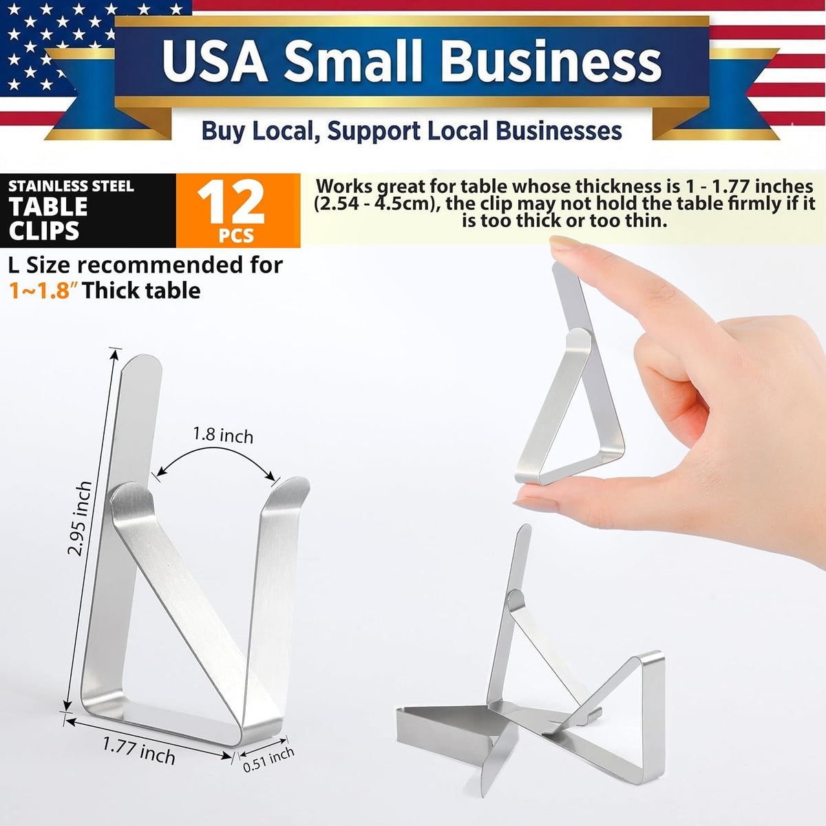 Tablepro Tablecloth Clips, 12 Pack Stainless Steel Clips for Secure Outdoor Tables