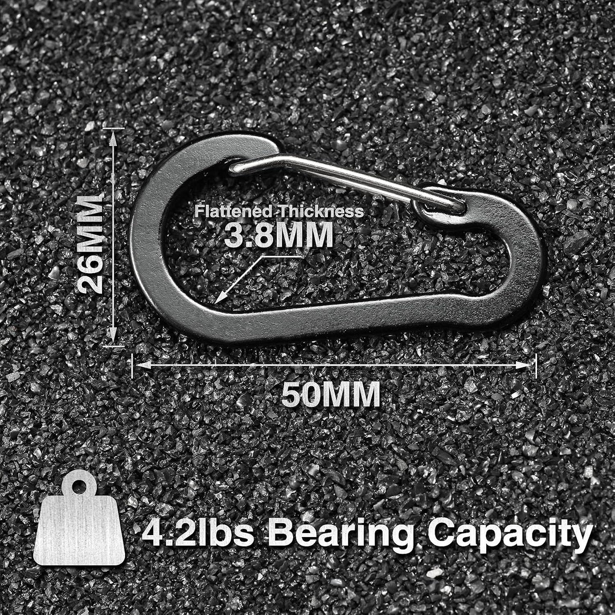 Aluvia 10 Pack Aluminum D Shape Locking Mini Carabiners with Key Rings for Outdoor Use